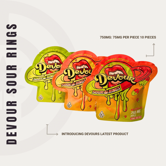 Devour Sour Rings – Peach (750MG)